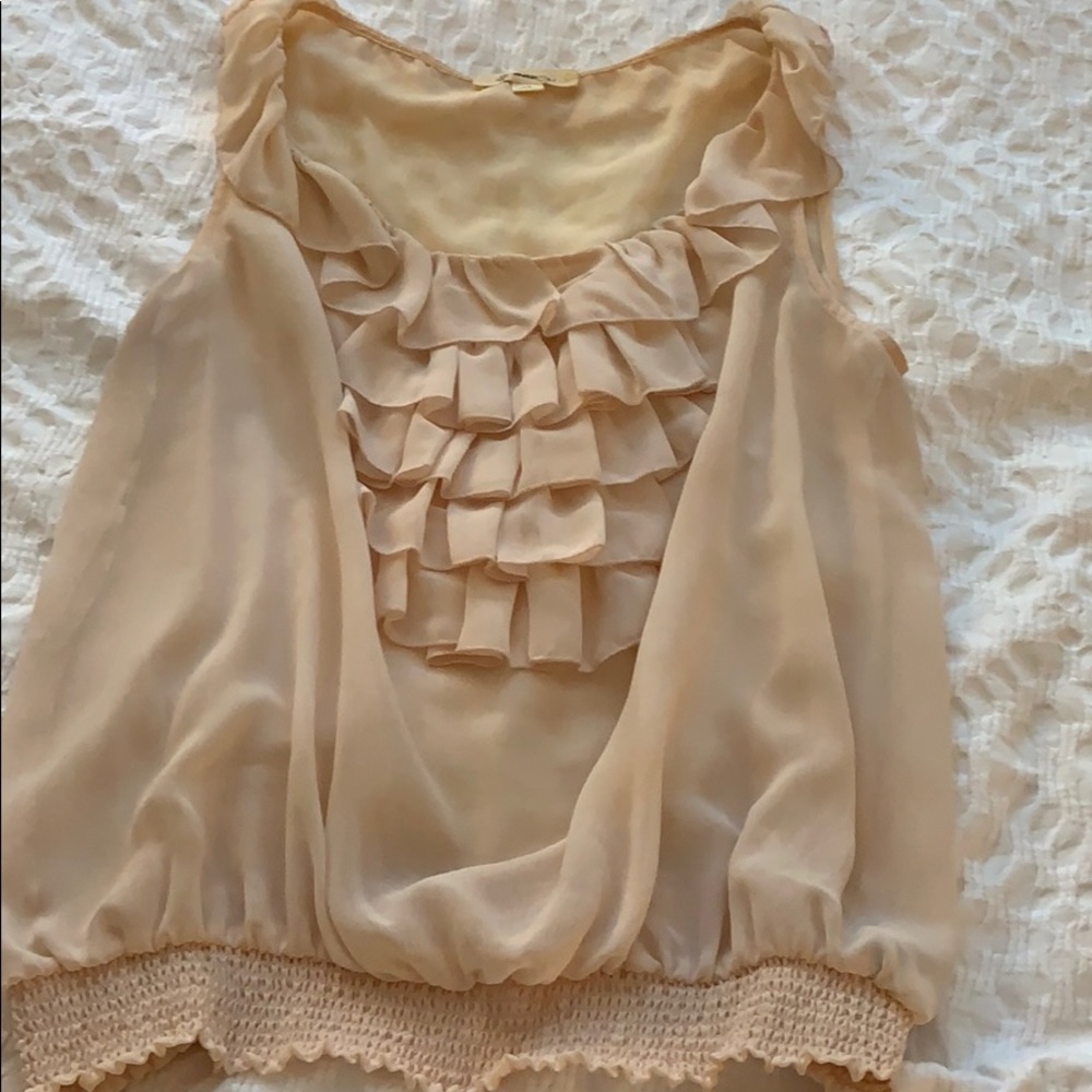 Pink ruffled blouse